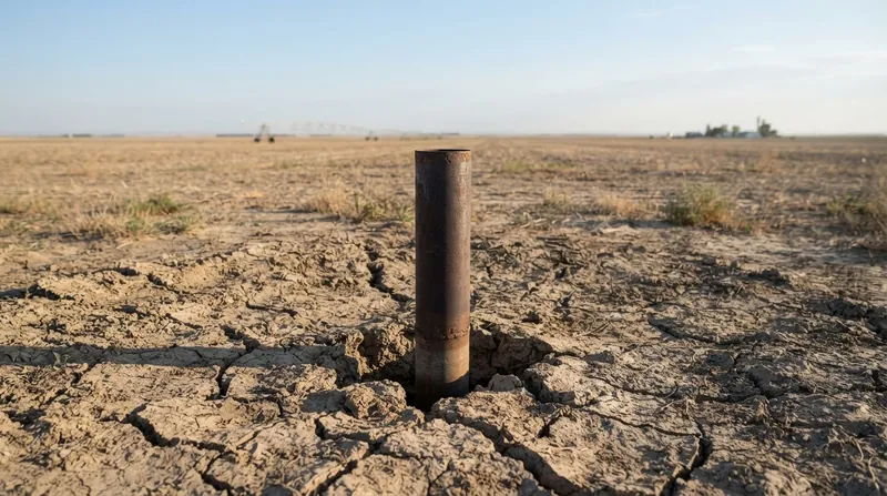 Illustration: Well casings often appear to 'grow' out of the ground as the surrounding land surface compacts and sinks away from them.