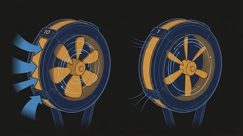 A higher damper setting allows more air into the housing, which slows the flywheel down faster between strokes.