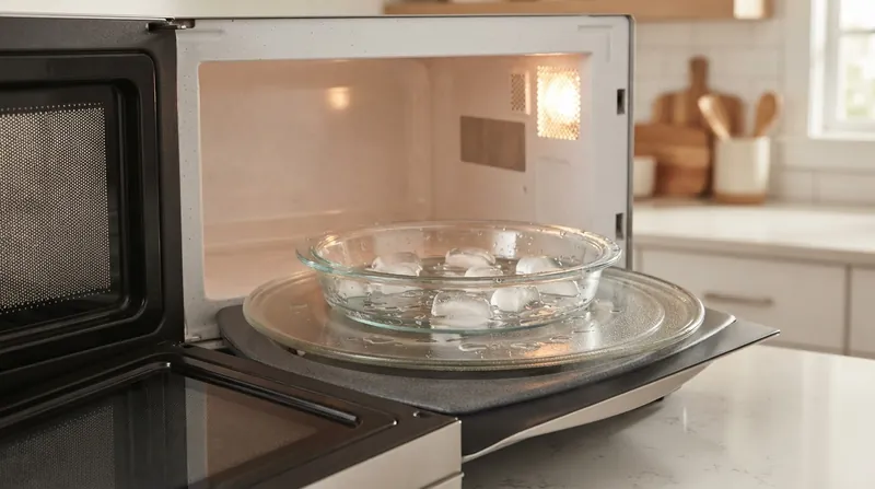 Illustration: Ice absorbs microwave energy poorly at 2.45 GHz, causing uneven defrosting as the first melted drops rapidly overheat.