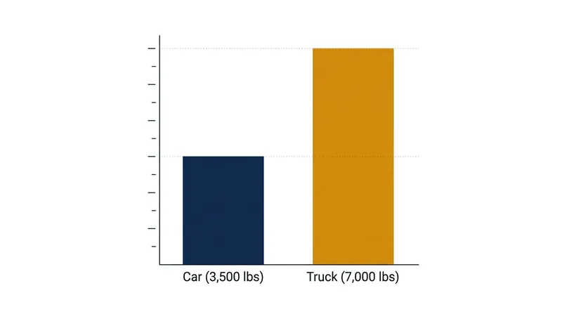 Doubling the vehicle's weight simply doubles the size of the tire footprint, leaving the pressure exerted on the water film unchanged.