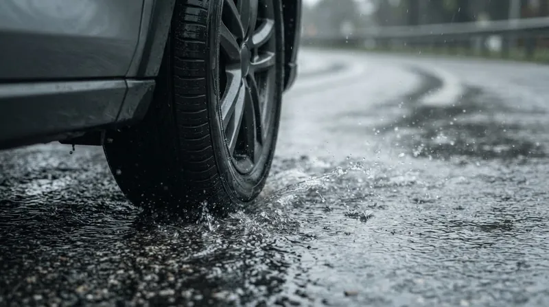 Illustration: Wide performance tires must evacuate a significantly larger volume of water than narrow economy tires, making them more susceptible to hydroplaning.