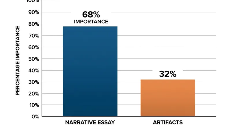 Faculty evaluators often weigh the narrative essay more heavily than the professional artifacts themselves.