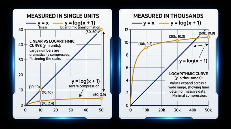 Adding an arbitrary constant breaks scale invariance, shifting the curve depending on the units of measurement.