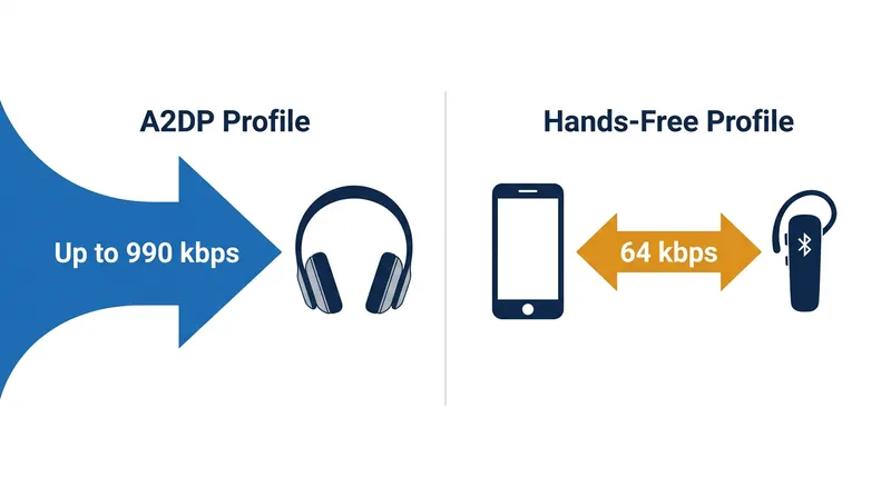 The Hands-Free Profile restricts all incoming and outgoing audio to a strict 64 kbps bidirectional limit.