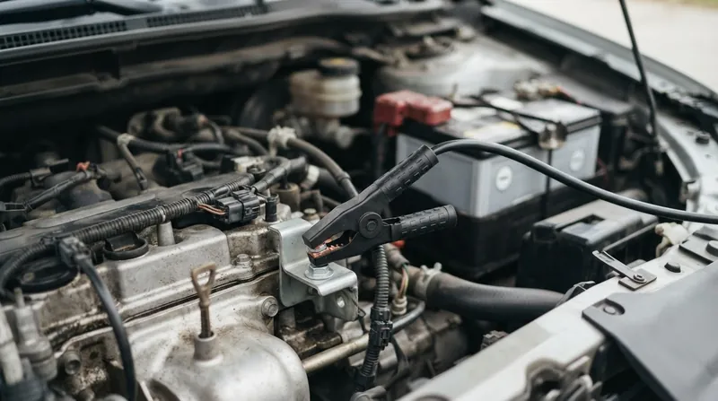 Illustration: A bare metal bracket on the engine block provides a safe, low-resistance ground path.