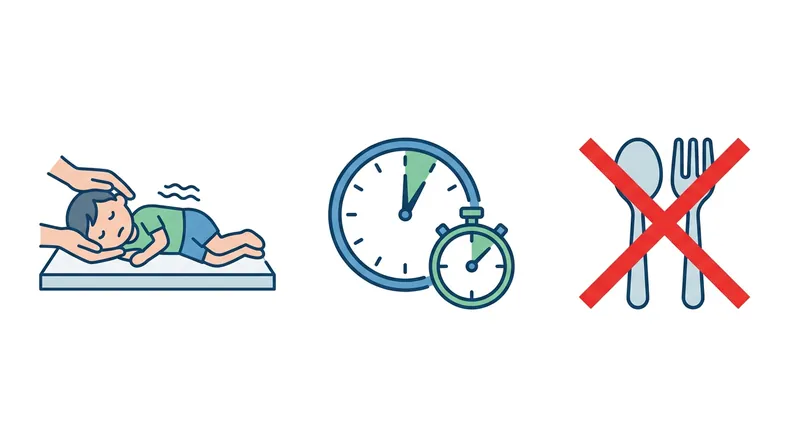 Proper first aid for a febrile seizure focuses on physical safety and timing the event.