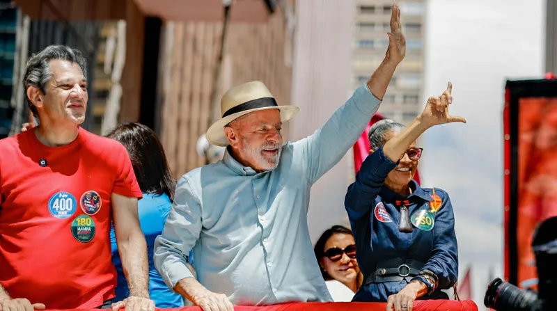 President Luiz Inácio Lula da Silva speaks to his supporters in São Paulo following the election results.