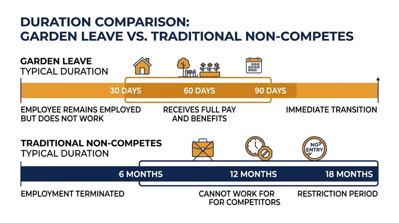 Garden leave provisions are typically much shorter than traditional non-compete agreements.