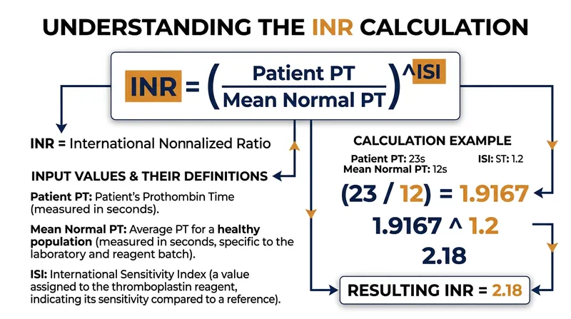 The exponential formula that converts raw seconds into a universal clinical ratio.