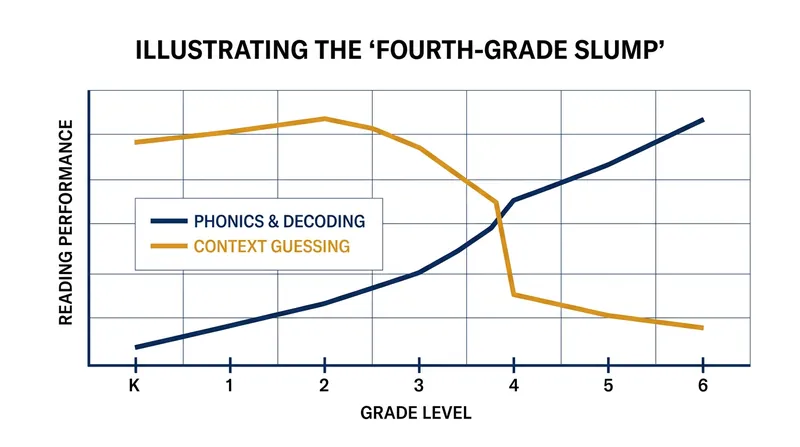 Readers who rely on context guessing often mask their decoding deficits until texts become more complex and illustrations disappear.