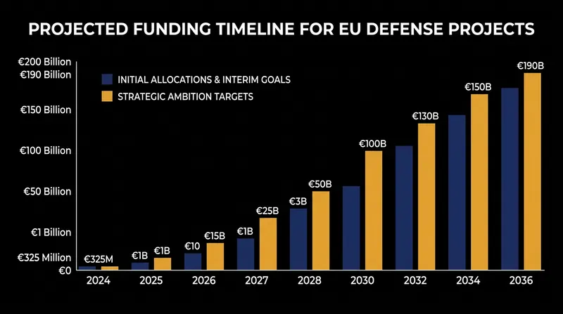 The framework envisions scaling from an initial €325 million allocation to a €190 billion ambition by 2036.
