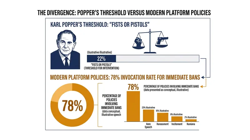 In debates over platform deplatforming, 78 percent of users who invoke Popper do so to justify immediate bans.