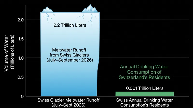 Summer runoff from the melting glaciers equaled more than four times the annual drinking water consumption of the entire Swiss population.
