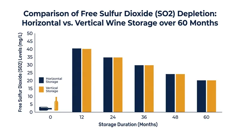 The AWRI longitudinal study found that upright storage did not accelerate the loss of protective antioxidants over a five-year period.