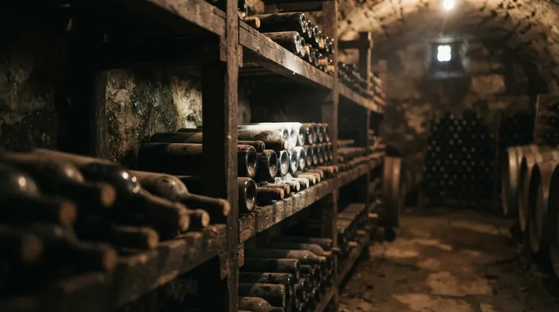Illustration: Horizontal stacking was originally developed as a space-saving measure for cramped European cellars, not as a chemical necessity.