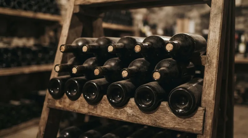 Illustration: While upright storage is perfectly safe for the cork, horizontal racking remains the most efficient way to organize a large collection.
