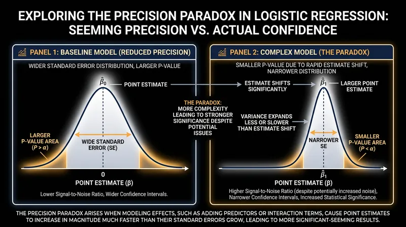 Covariate adjustment in logistic models increases the standard error while simultaneously boosting statistical power.