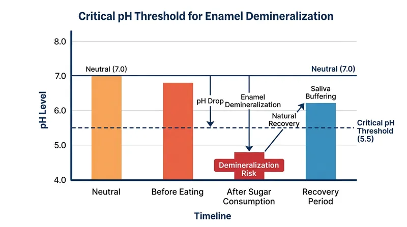 Enamel begins to dissolve and lose minerals when the oral environment drops below pH 5.5.