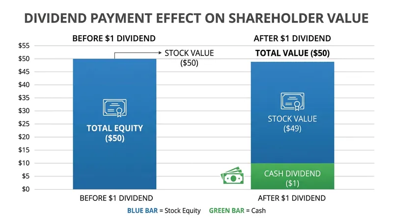 A cash dividend converts a portion of an investor's equity into cash without changing their total net wealth.