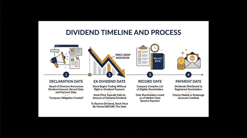 The ex-dividend date marks the exact moment a stock begins trading without the right to the upcoming cash payout.
