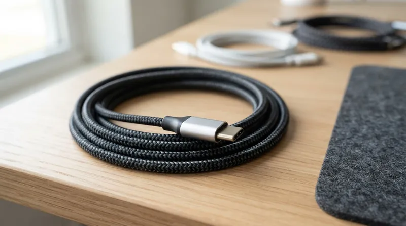 Illustration: A premium braided exterior does not guarantee the presence of high-speed data wires inside the cable.