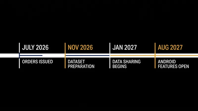 The European Commission's implementation timeline for the Digital Markets Act orders.
