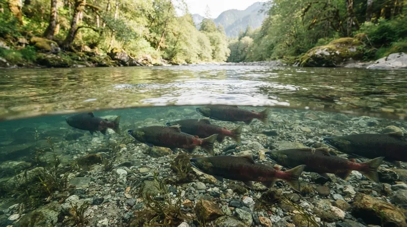 Illustration: High variance in family size among spawning salmon means a tiny fraction of adults often produce the vast majority of the next generation.