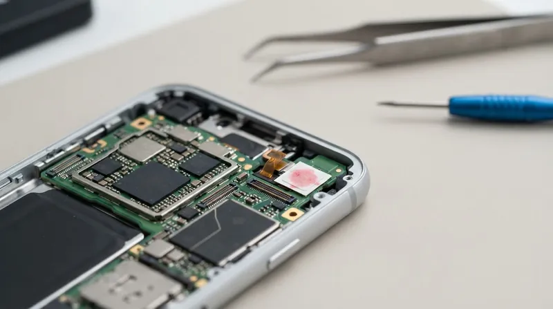 Illustration: A triggered Liquid Damage Indicator permanently turns red or pink, instantly voiding the manufacturer's warranty.