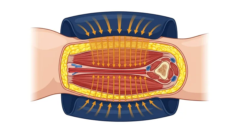 A properly sized bladder creates a wide, uniform column of pressure that reaches the deep artery.