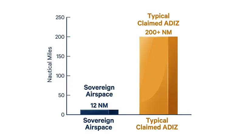 The vast majority of airspace claimed within a typical ADIZ lies entirely within the international commons.
