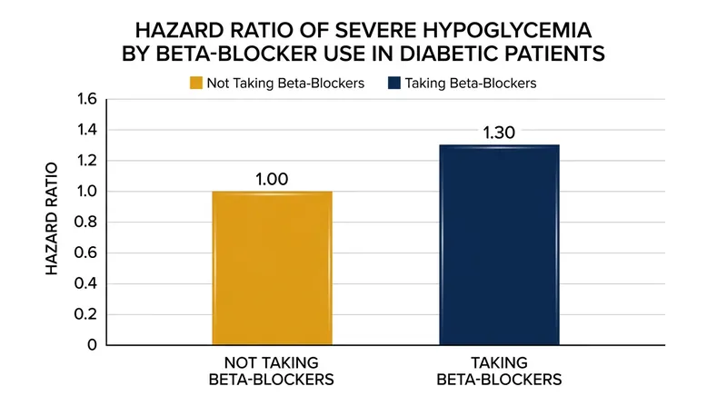 Diabetic patients on beta-blockers face a 30 percent higher risk of severe hypoglycemic events.