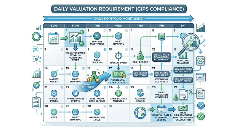 Accurate time-weighted returns require the portfolio to be fully revalued on the exact day of any significant cash flow.