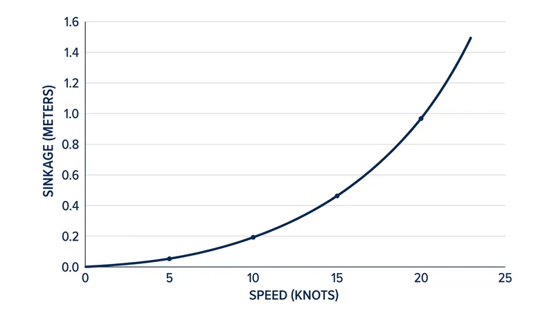 Squat magnitude scales with the square of the vessel's speed, making velocity the most critical factor in shallow water.