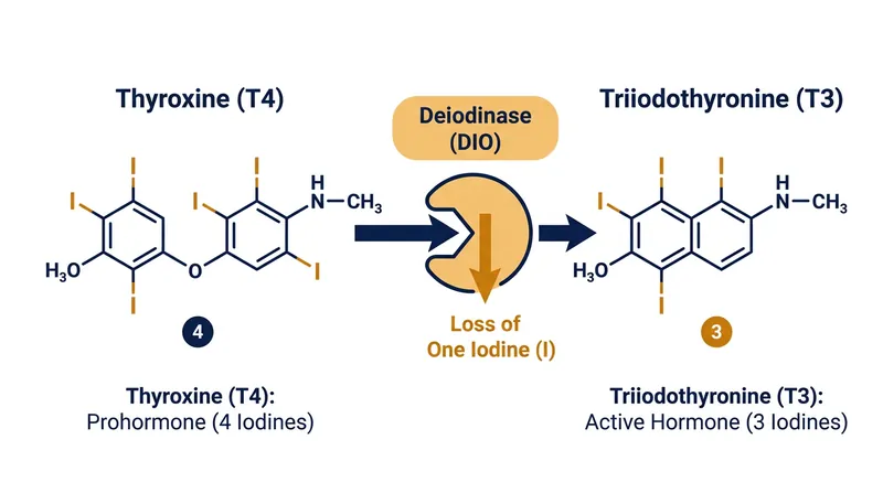 Levothyroxine provides inactive T4, which enzymes in the body must convert into the active T3 hormone by removing a single iodine atom.