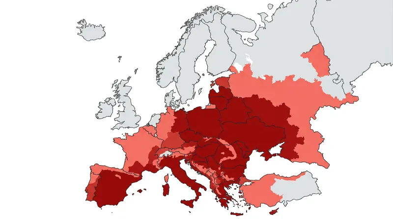 A record 52 percent of Europe experienced 'very strong' heat stress, defined as feels-like temperatures above 38 degrees Celsius.