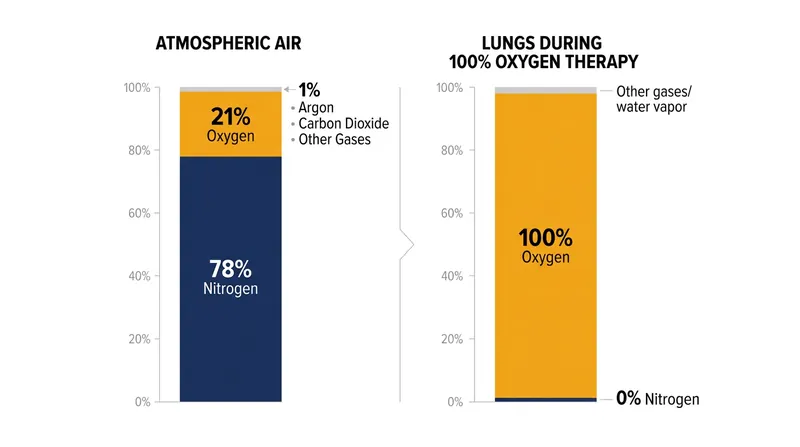 High-flow supplemental oxygen physically displaces the nitrogen that normally keeps the lungs inflated.
