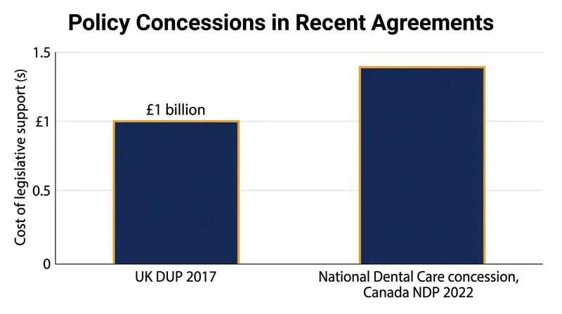 Junior parties extract specific, measurable policy wins in exchange for their budget votes.