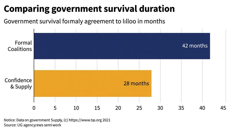 Minority governments relying on confidence-and-supply agreements collapse significantly faster than formal coalitions.