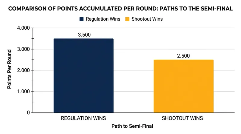 The compounding coefficient penalty of advancing via shootouts instead of regulation victories.