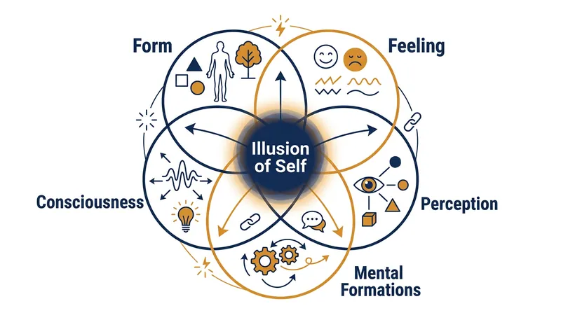 The Five Aggregates (Skandhas) that constitute human experience.