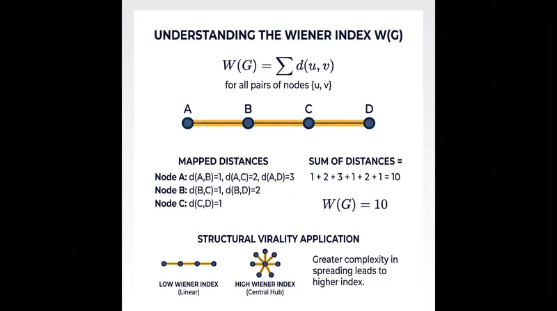 Adapted from chemistry, the Wiener index calculates the shortest path between every possible pair of nodes in a diffusion tree.