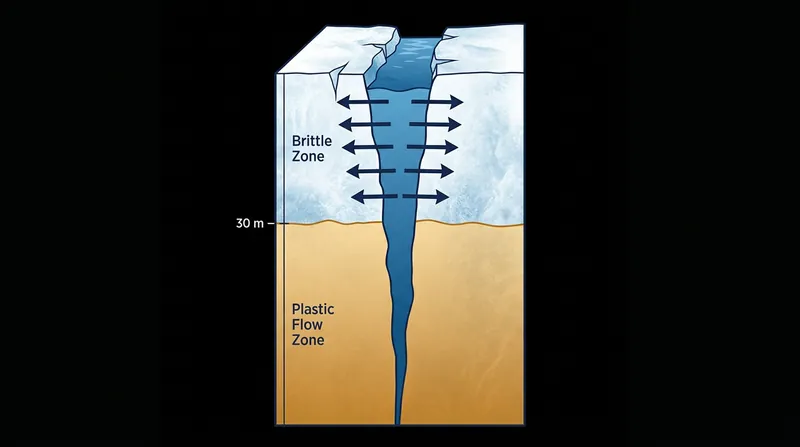 Meltwater exerts outward pressure, preventing the ice from sealing and driving the fracture deeper.