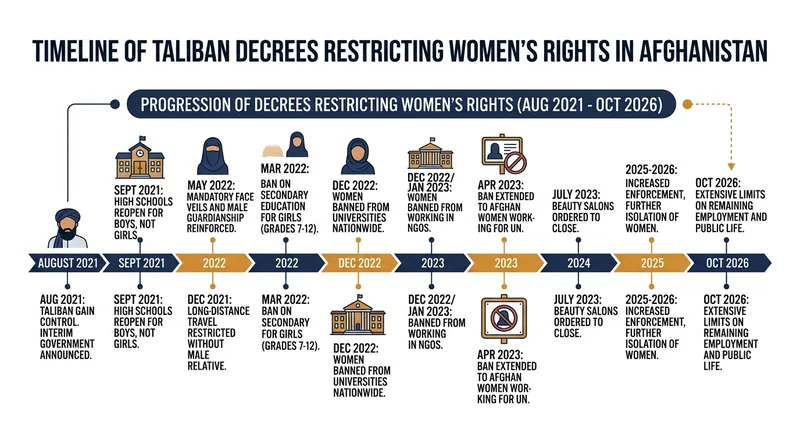 The International Criminal Court's charges are based on a series of decrees issued since August 2021 that systematically stripped Afghan women of fundamental rights.