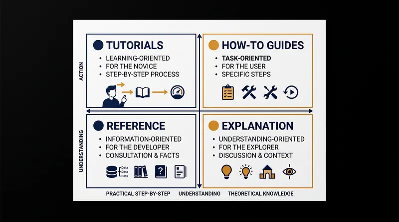 The four quadrants of the Diátaxis documentation architecture.