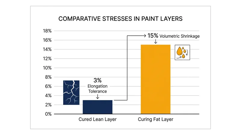 The mechanical strain exerted by a shrinking fat underlayer is roughly five times greater than a lean top layer can withstand.