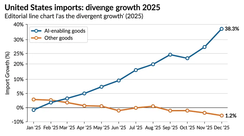 US imports of traditional goods contracted in 2025, masked by a massive surge in AI infrastructure spending.