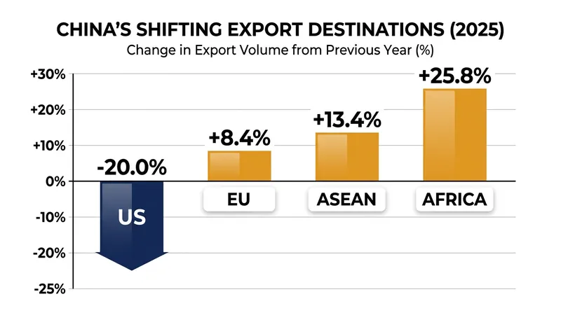 China redirected its manufacturing capacity to emerging markets and Europe as direct exports to the US fell.