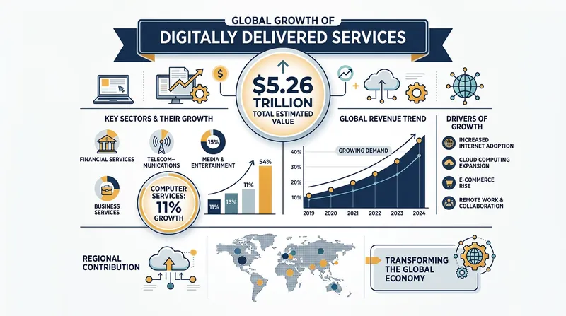 Digitally delivered services now account for 15.2% of total world exports.