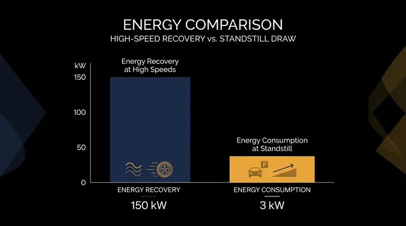 While high-speed deceleration recovers massive amounts of energy, holding a vehicle stationary actively consumes power.