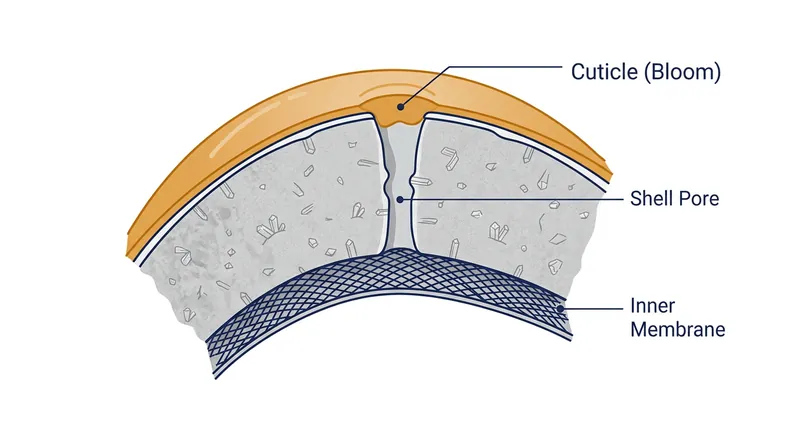 The cuticle acts as a physical plug, preventing bacteria from entering the egg's respiratory pores.
